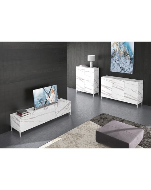Meuble tv eddy marbre blanc - 42x160x40 cm