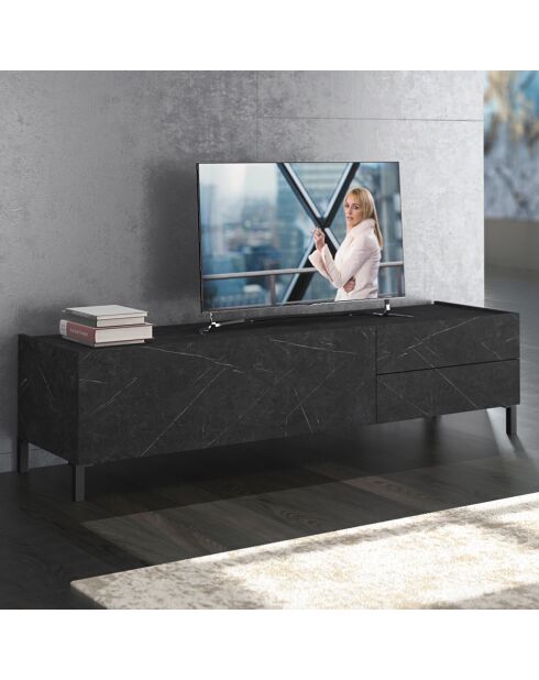 Meuble tv eddy marbre noir - 42x160x40 cm