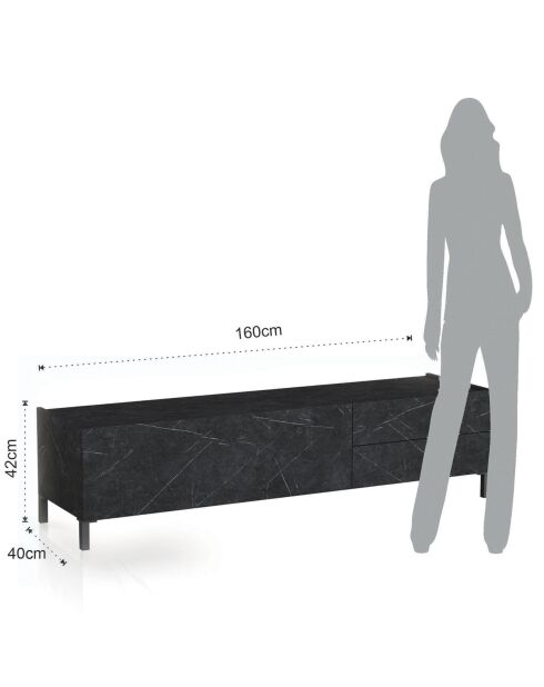 Meuble tv eddy marbre noir - 42x160x40 cm