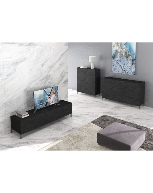 Meuble tv eddy marbre noir - 42x160x40 cm