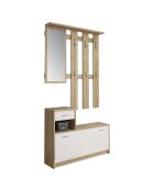 Meuble d'entrée ken wood chêne/blanc - 73x100x25 cm