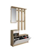 Meuble d'entrée ken wood chêne/blanc - 73x100x25 cm