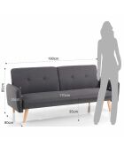 Canapé/ lit dede gris - 190x90x80 cm
