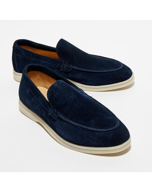 Mocassins en Velours de Cuir Jules marine