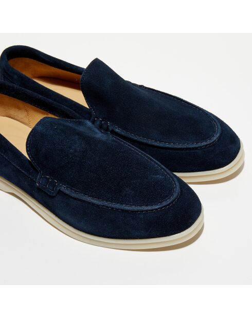 Mocassins en Velours de Cuir Jules marine