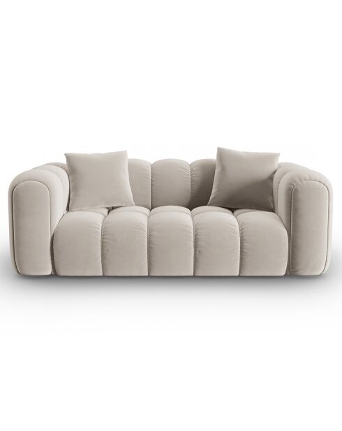 Canapé Velours Clotilde 2 Places beige clair - 198x87x70 cm