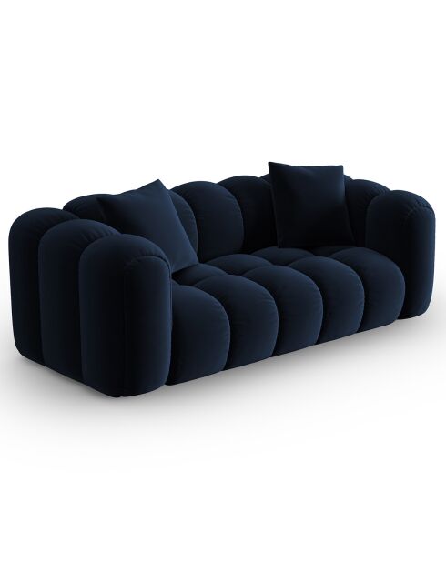 Canapé Velours Clotilde 2 Places bleu roi - 198x87x70 cm