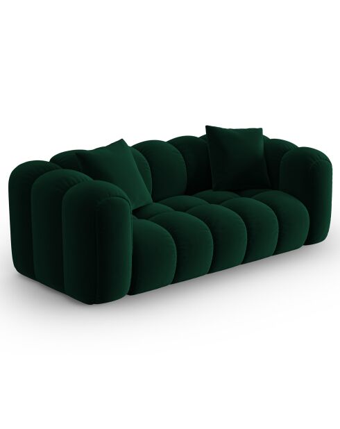 Canapé Velours Clotilde 2 Places vert bouteille - 198x87x70 cm