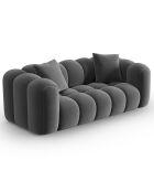 Canapé Velours Clotilde 2 Places ciment - 198x87x70 cm