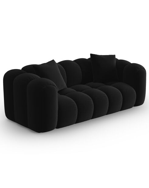 Canapé Velours Clotilde 2 Places noir - 198x87x70 cm