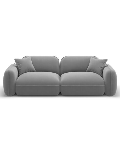Canapé Modulaire Velours Lucien 3 Places gris clair - 230x90x70 cm