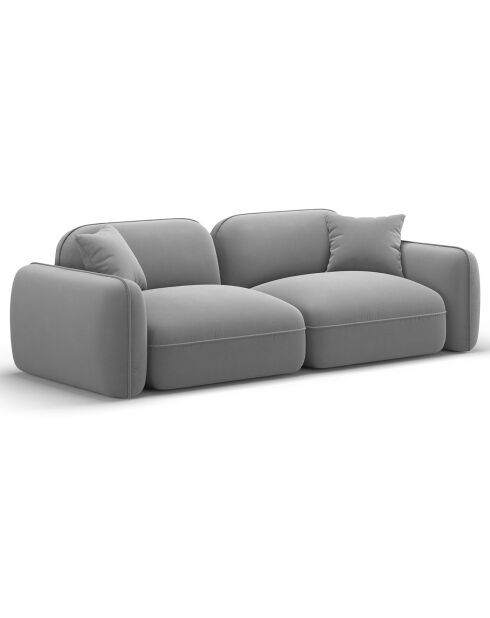 Canapé Modulaire Velours Lucien 3 Places gris clair - 230x90x70 cm