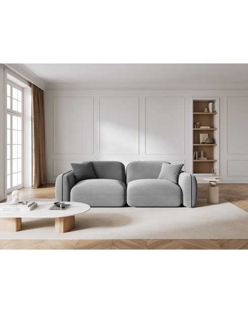 Canapé Modulaire Velours Lucien 3 Places gris clair - 230x90x70 cm