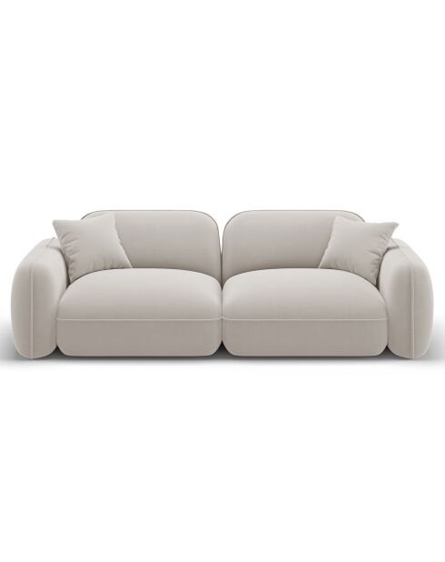 Canapé Modulaire Velours Lucien 3 Places ivoire - 230x90x70 cm
