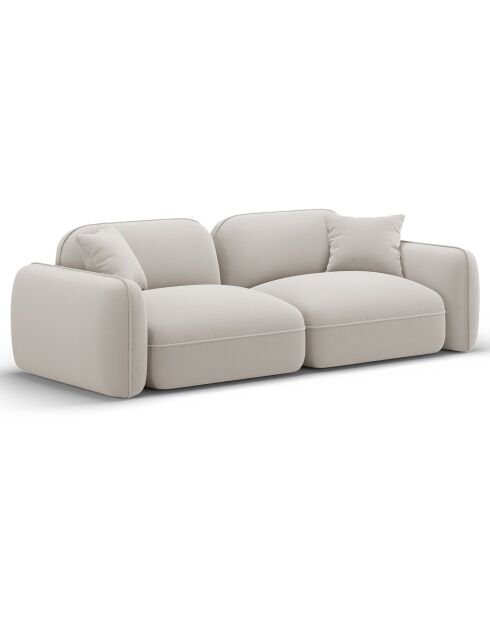 Canapé Modulaire Velours Lucien 3 Places ivoire - 230x90x70 cm