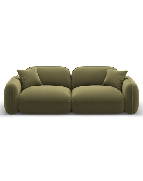 Canapé Modulaire Velours Lucien 3 Places vert clair - 230x90x70 cm