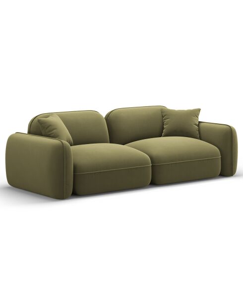 Canapé Modulaire Velours Lucien 3 Places vert clair - 230x90x70 cm