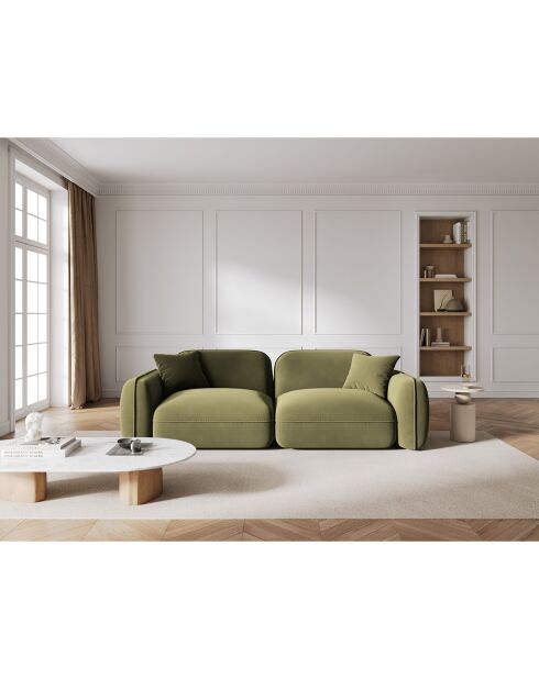 Canapé Modulaire Velours Lucien 3 Places vert clair - 230x90x70 cm