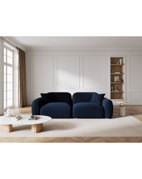 Canapé Modulaire Velours Lucien 3 Places bleu roi - 230x90x70 cm