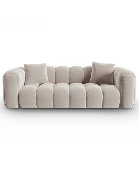 Canapé Velours Clotilde 3 Places beige clair - 242x94x70 cm