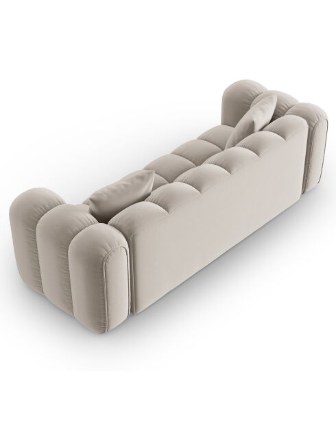 Canapé Velours Clotilde 3 Places beige clair - 242x94x70 cm