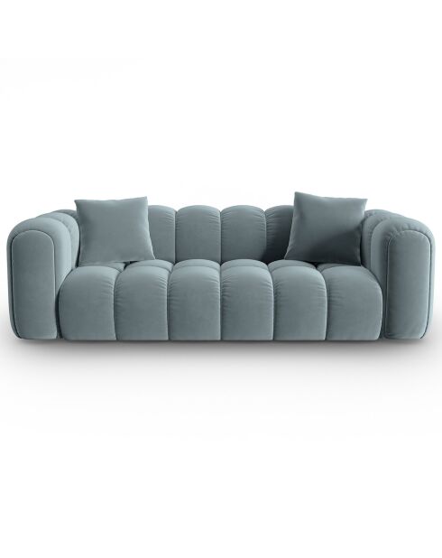 Canapé Velours Clotilde 3 Places bleu clair - 242x94x70 cm