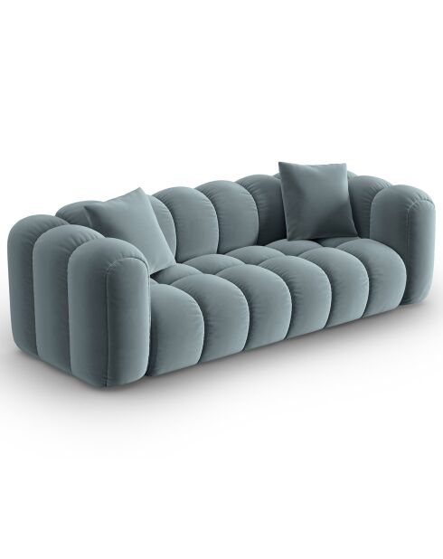 Canapé Velours Clotilde 3 Places bleu clair - 242x94x70 cm