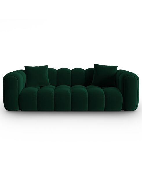 Canapé Velours Clotilde 3 Places vert bouteille - 242x94x70 cm