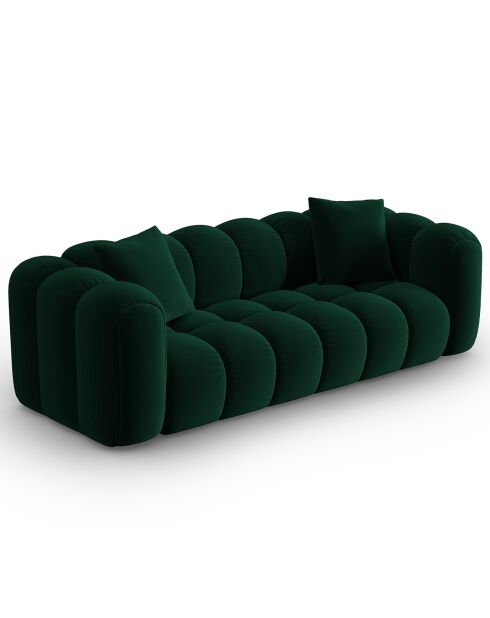 Canapé Velours Clotilde 3 Places vert bouteille - 242x94x70 cm