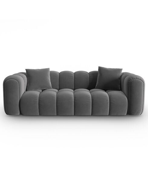 Canapé Velours Clotilde 3 Places ciment - 242x94x70 cm