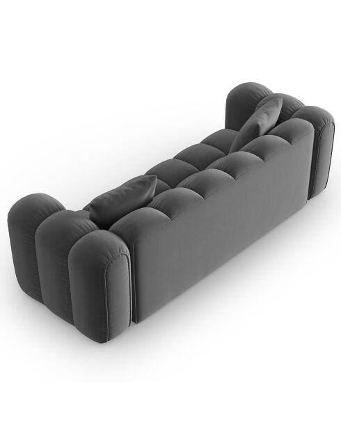 Canapé Velours Clotilde 3 Places ciment - 242x94x70 cm