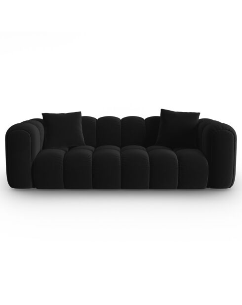 Divano Clotilde in velluto nero a 3 posti - 242x94x70 cm