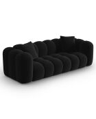 Canapé Velours Clotilde 3 Places noir - 242x94x70 cm