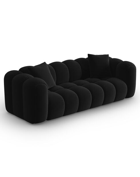Canapé Velours Clotilde 3 Places noir - 242x94x70 cm