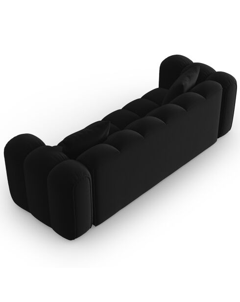 Divano Clotilde in velluto nero a 3 posti - 242x94x70 cm