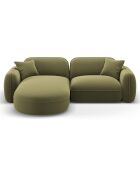 Canapé d'angle gauche Modulaire Velours Lucien 3 Places vert clair - 230x165x70 cm