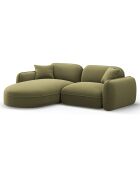 Canapé d'angle gauche Modulaire Velours Lucien 3 Places vert clair - 230x165x70 cm