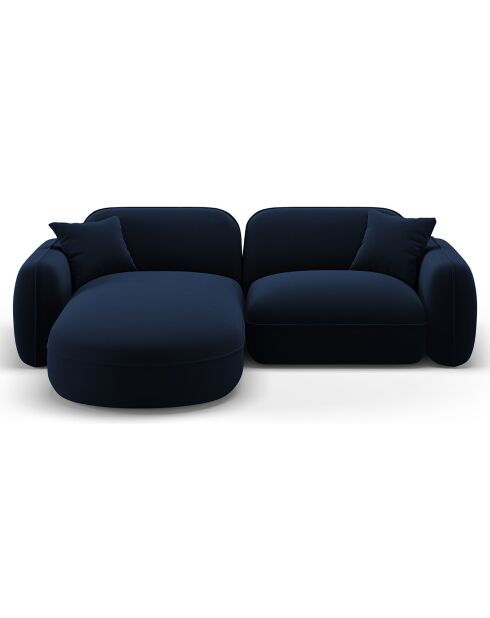 Canapé d'angle gauche Modulaire Velours Lucien 3 Places bleu roi - 230x165x70 cm