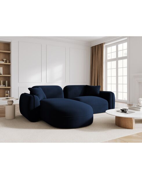 Canapé d'angle gauche Modulaire Velours Lucien 3 Places bleu roi - 230x165x70 cm