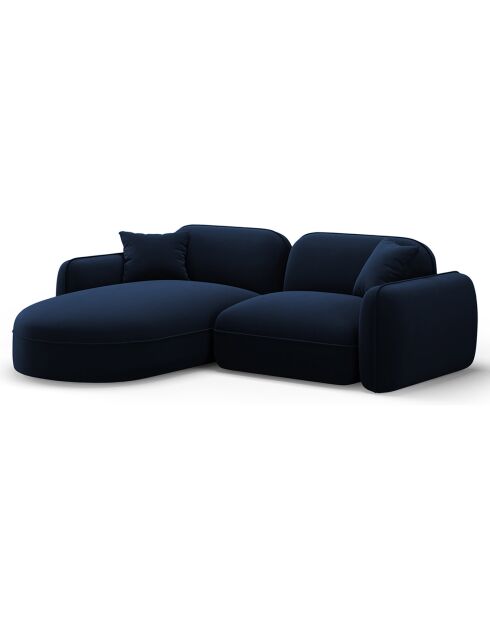 Canapé d'angle gauche Modulaire Velours Lucien 3 Places bleu roi - 230x165x70 cm
