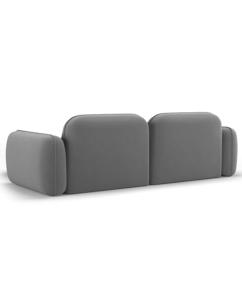 Canapé d'angle droit Modulaire Velours Lucien 3 Places gris clair - 230x165x70 cm