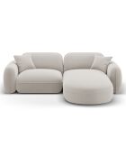 Canapé d'angle droit Modulaire Velours Lucien 3 Places ivoire - 230x165x70 cm