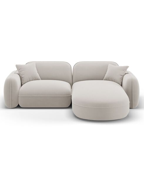 Canapé d'angle droit Modulaire Velours Lucien 3 Places ivoire - 230x165x70 cm