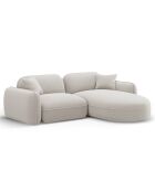 Canapé d'angle droit Modulaire Velours Lucien 3 Places ivoire - 230x165x70 cm