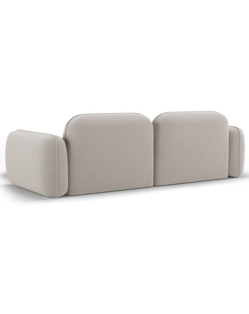 Canapé d'angle droit Modulaire Velours Lucien 3 Places ivoire - 230x165x70 cm