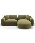 Canapé d'angle droit Modulaire Velours Lucien 3 Places vert clair - 230x165x70 cm
