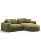Canapé d'angle droit Modulaire Velours Lucien 3 Places vert clair - 230x165x70 cm