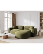 Canapé d'angle droit Modulaire Velours Lucien 3 Places vert clair - 230x165x70 cm
