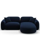 Canapé d'angle droit Modulaire Velours Lucien 3 Places bleu roi - 230x165x70 cm