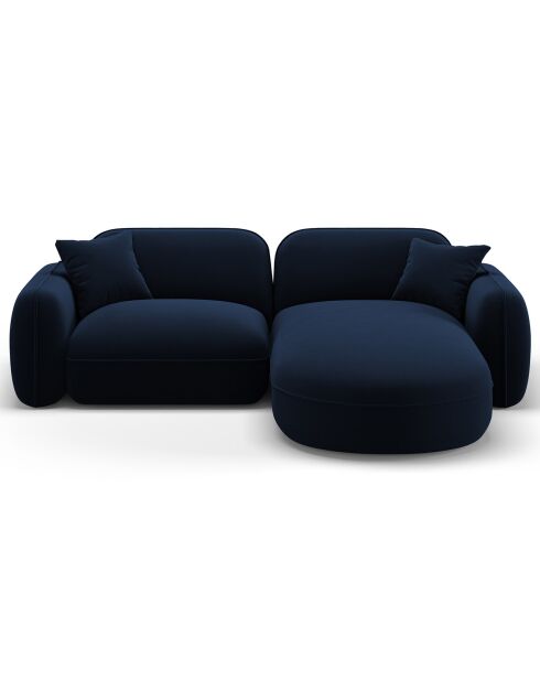 Canapé d'angle droit Modulaire Velours Lucien 3 Places bleu roi - 230x165x70 cm
